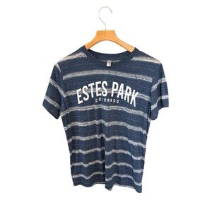Estes Park Colorado Unisex Striped Blue Short Sleeve T-Shirt Medium